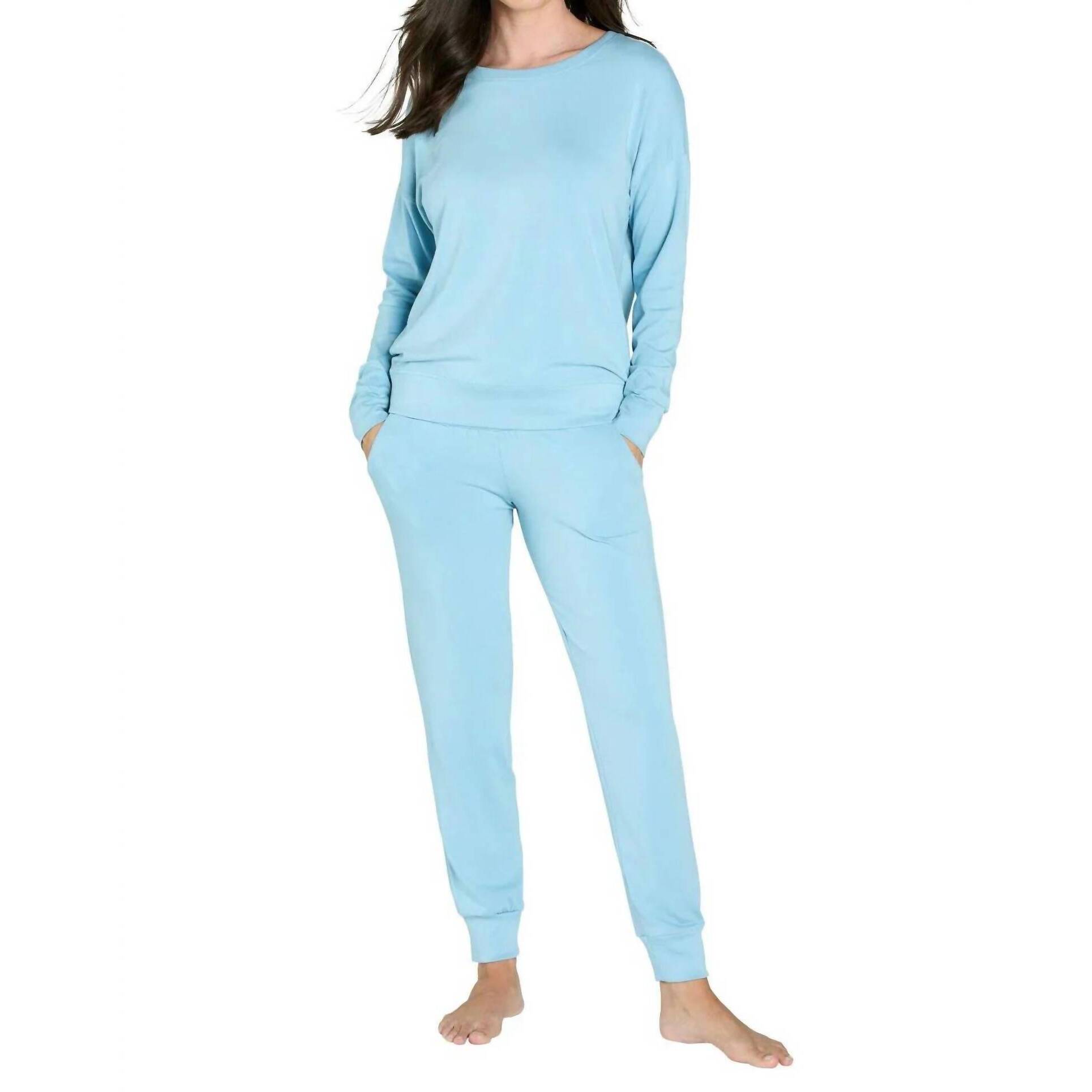New Twelve Eighty Eight Laguna Long Sleeve Lounge Set In Sky Blue